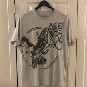 American Eagle Outfitters Short Sleeve T-Shirt Size Large In Cream/Gray